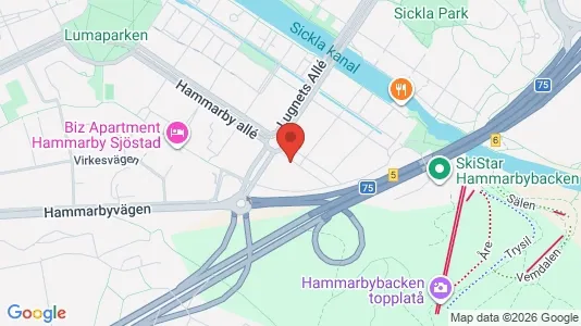 Lägenheter att hyra i Hammarbyhamnen - kort over placeringen