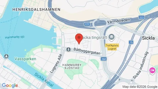Lägenheter att hyra i Hammarbyhamnen - kort over placeringen