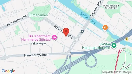 Lägenheter att hyra i Hammarbyhamnen - kort over placeringen