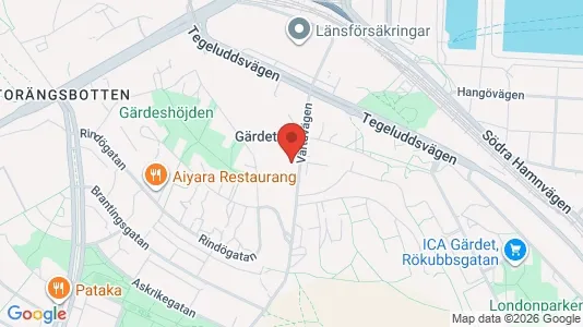 Lägenheter att hyra i Gärdet/Djurgården - kort over placeringen