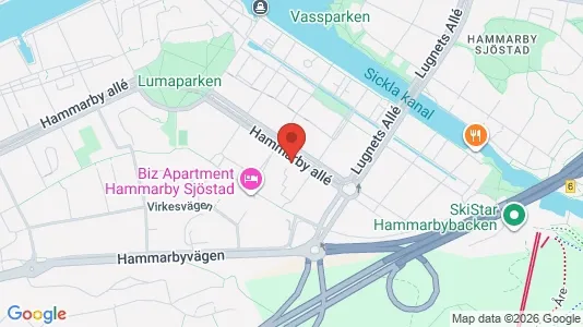 Lägenheter att hyra i Hammarbyhamnen - kort over placeringen