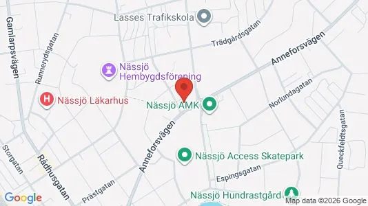 Lägenheter att hyra i Nässjö - kort over placeringen