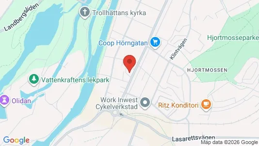 Rum att hyra i Trollhättan - kort over placeringen