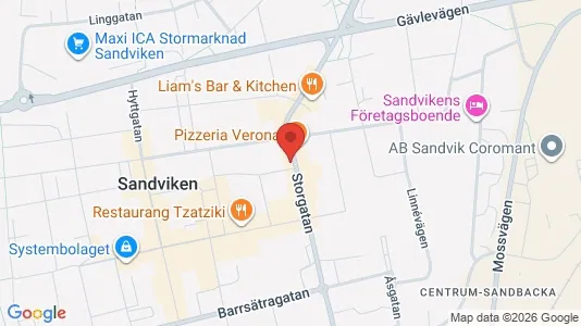 Lägenheter att hyra i Sandviken - kort over placeringen