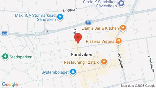 Lägenheter att hyra i Sandviken - kort over placeringen