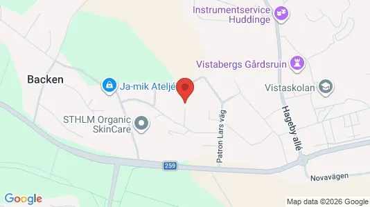 Lägenheter att hyra i Huddinge - kort over placeringen