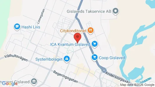 Lägenheter att hyra i Gislaved - kort over placeringen