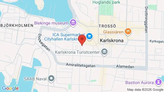 Lägenheter att hyra i Karlskrona - kort over placeringen
