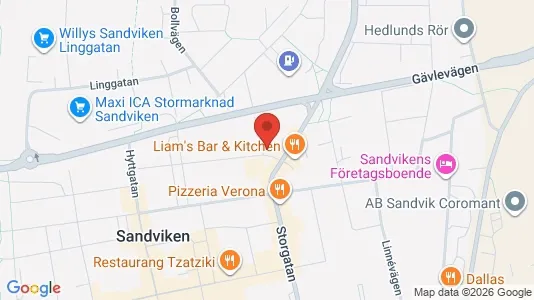 Lägenheter att hyra i Sandviken - kort over placeringen