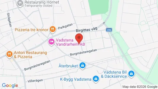 Lägenheter att hyra i Vadstena - kort over placeringen
