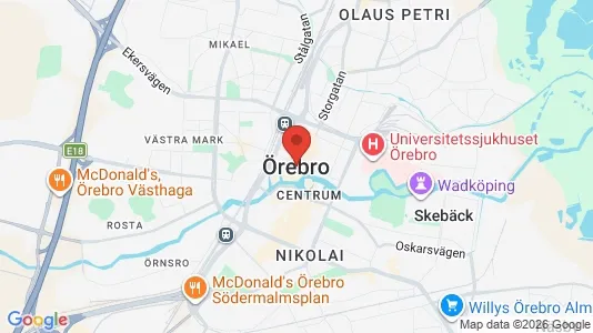 Studentbostäder att hyra i Örebro - kort over placeringen