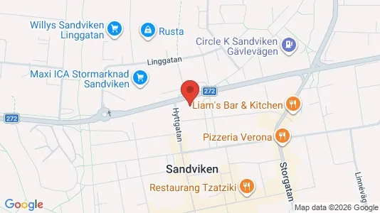 Lägenheter att hyra i Sandviken - kort over placeringen