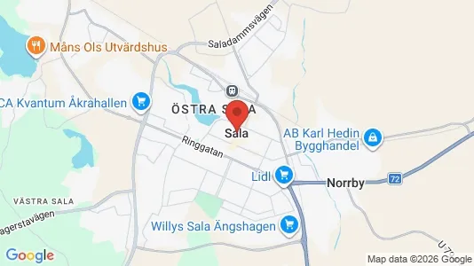 Hus att hyra i Sala - kort over placeringen