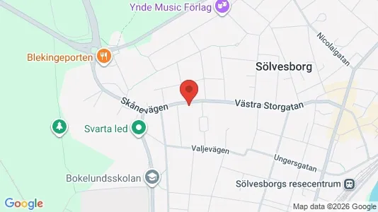 Hus att hyra i Sölvesborg - kort over placeringen