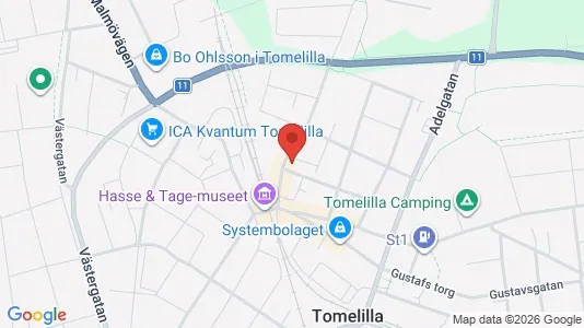 Lägenheter att hyra i Tomelilla - kort over placeringen
