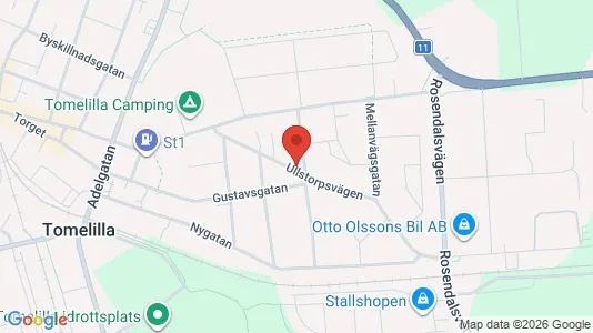 Lägenheter att hyra i Tomelilla - kort over placeringen