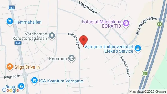 Lägenheter att hyra i Värnamo - kort over placeringen