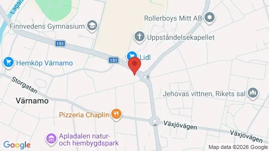 Lägenheter att hyra i Värnamo - kort over placeringen